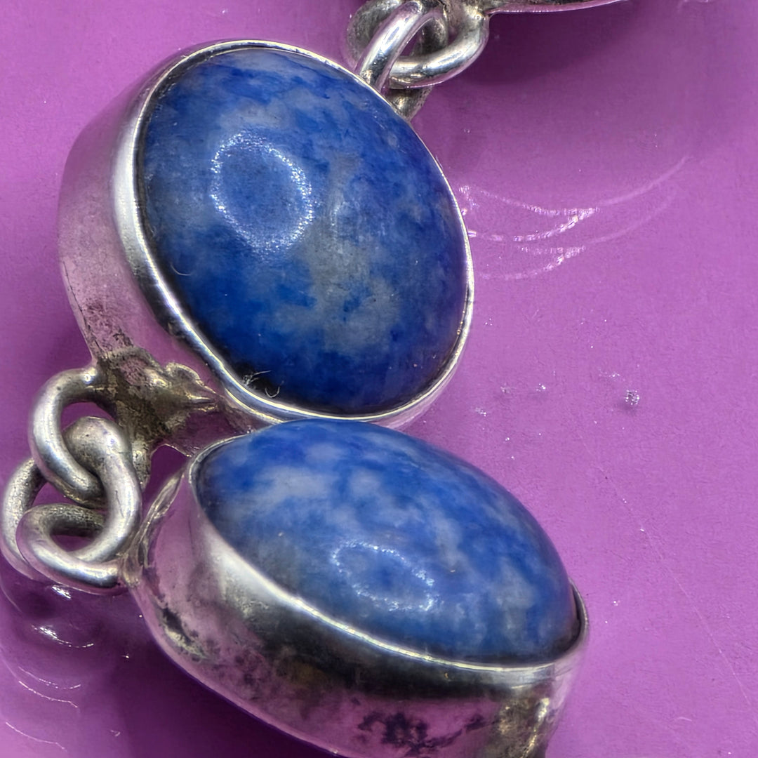 Sterling Silver & Polished Lapis Lazuli Bracele