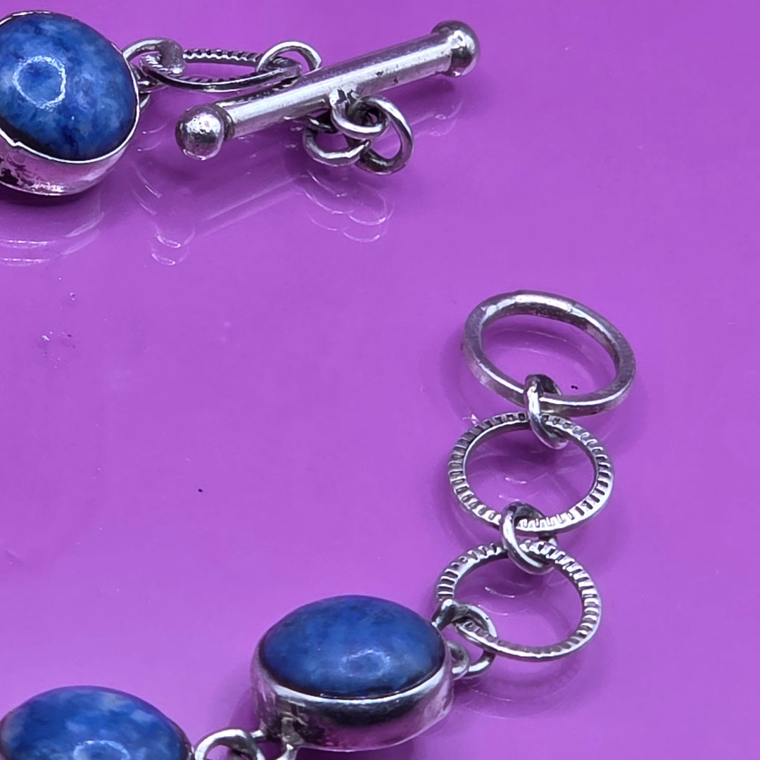 Sterling Silver & Polished Lapis Lazuli Bracele