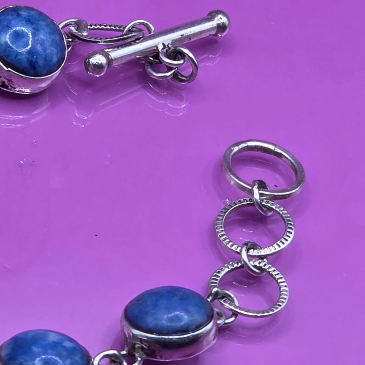 Sterling Silver & Polished Lapis Lazuli Bracele
