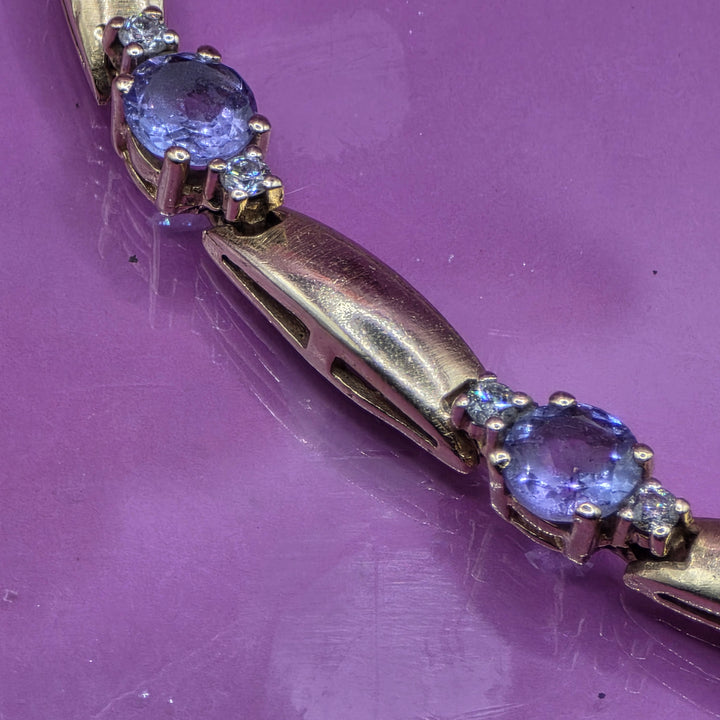 14K Gold, Diamond & Iolite Coliseum Long Link Bracelet