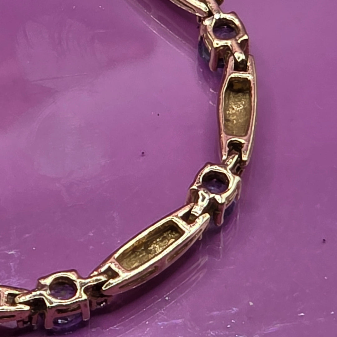 14K Gold, Diamond & Iolite Coliseum Long Link Bracelet