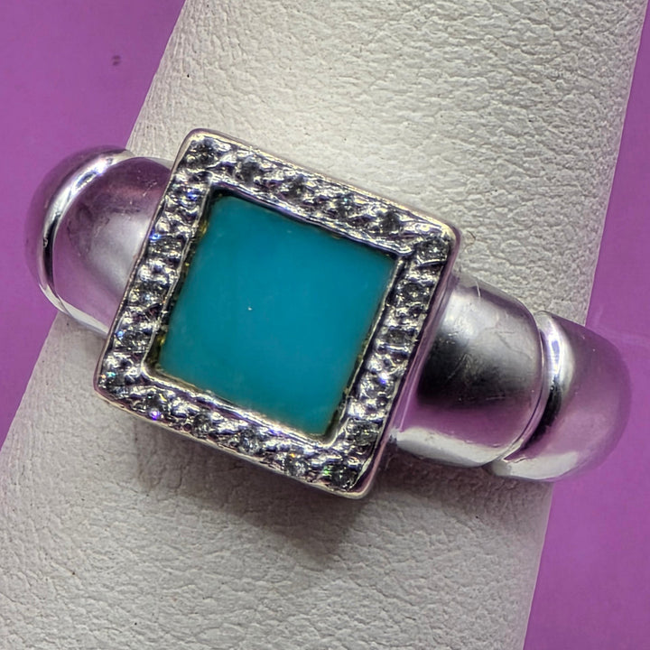14K Gold, Diamond & Turquoise Statement Ring