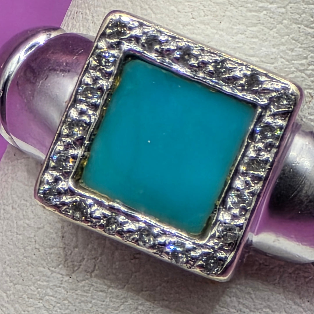 14K Gold, Diamond & Turquoise Statement Ring