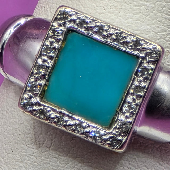 14K Gold, Diamond & Turquoise Statement Ring