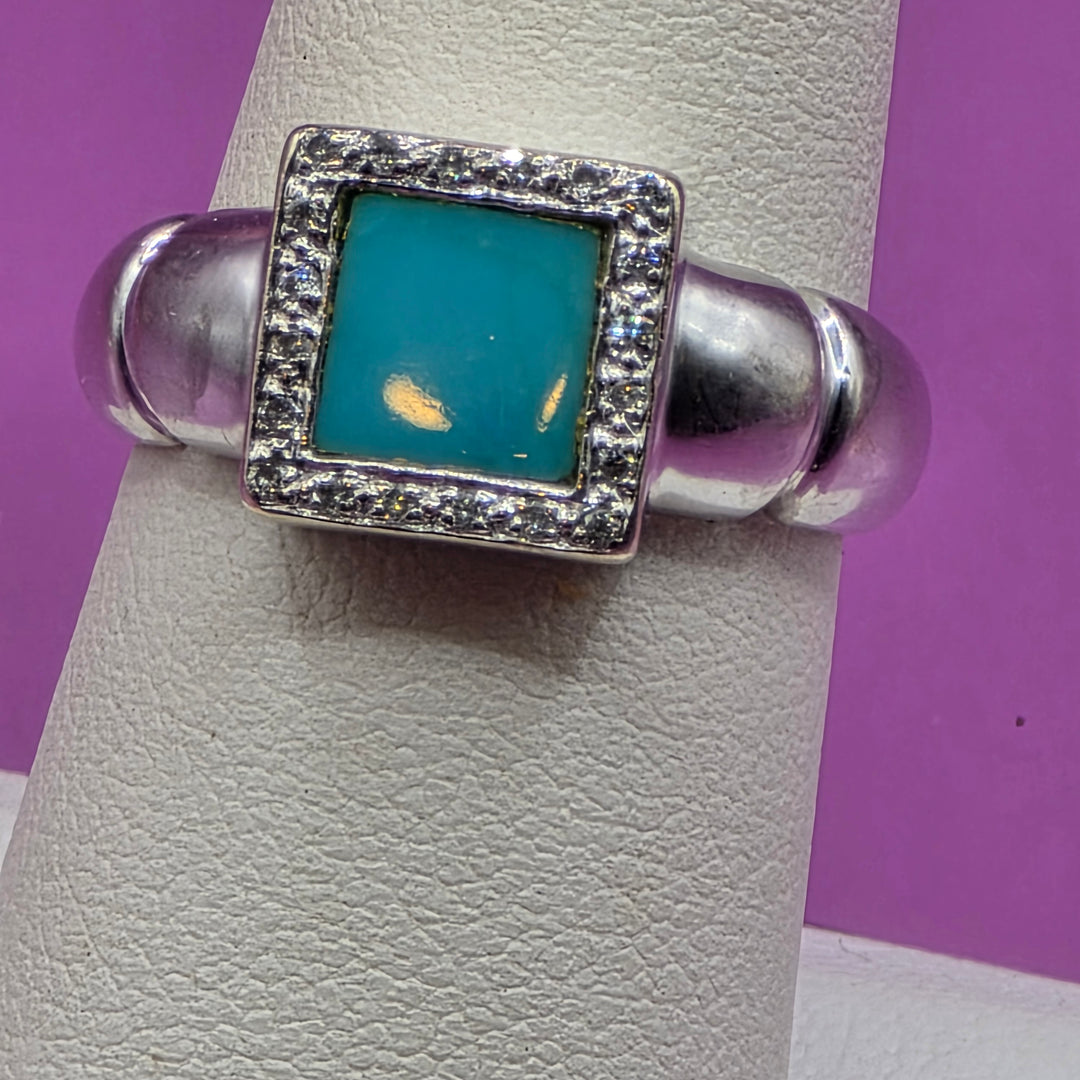 14K Gold, Diamond & Turquoise Statement Ring