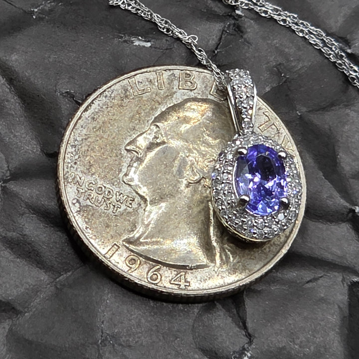 14K White Gold, Tourmaline and Diamond Encrusted Pendant