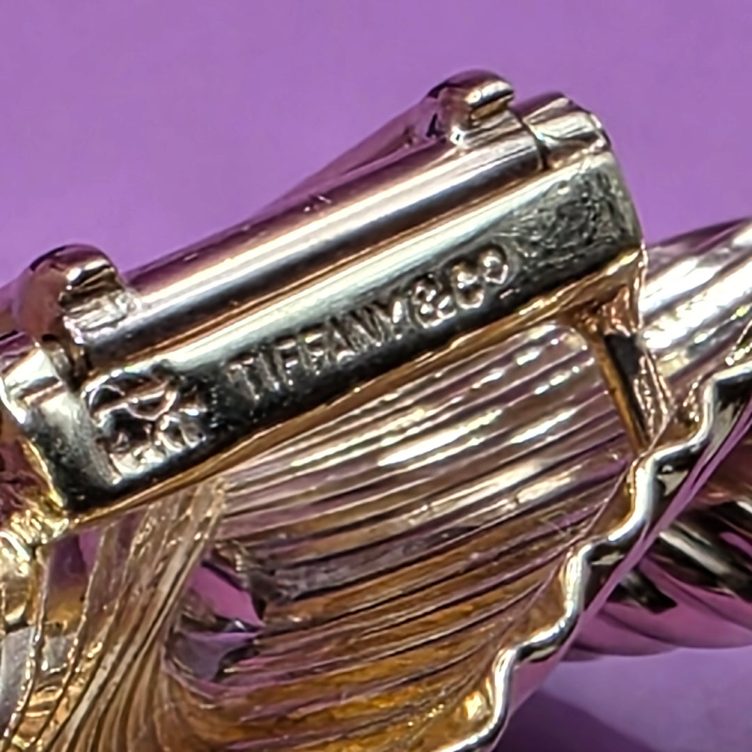 Vintage Tiffany & Co 14K Gold & Pearl Swirled 3D Brooch