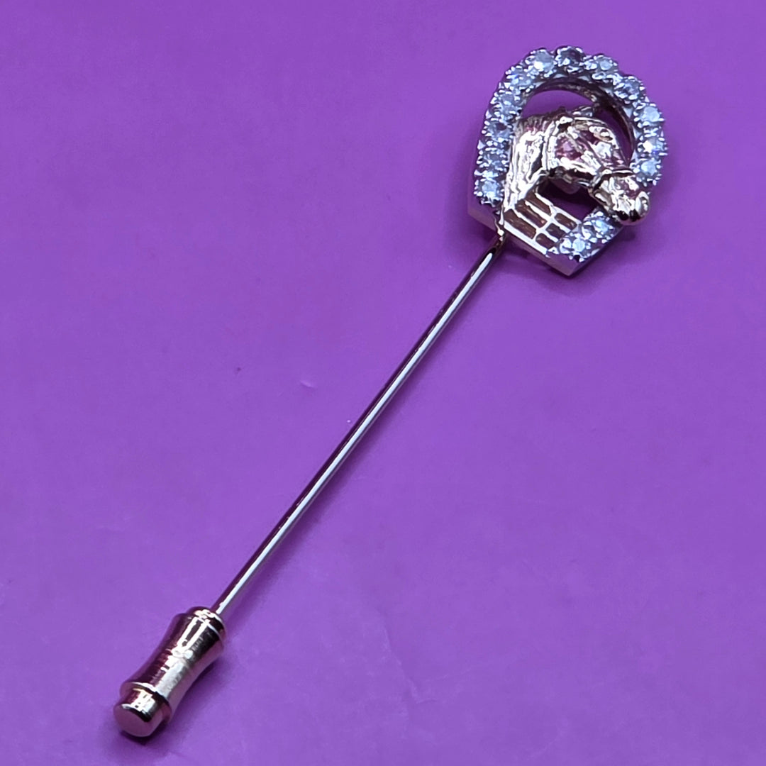 14K Gold & Diamond Equine Brooch
