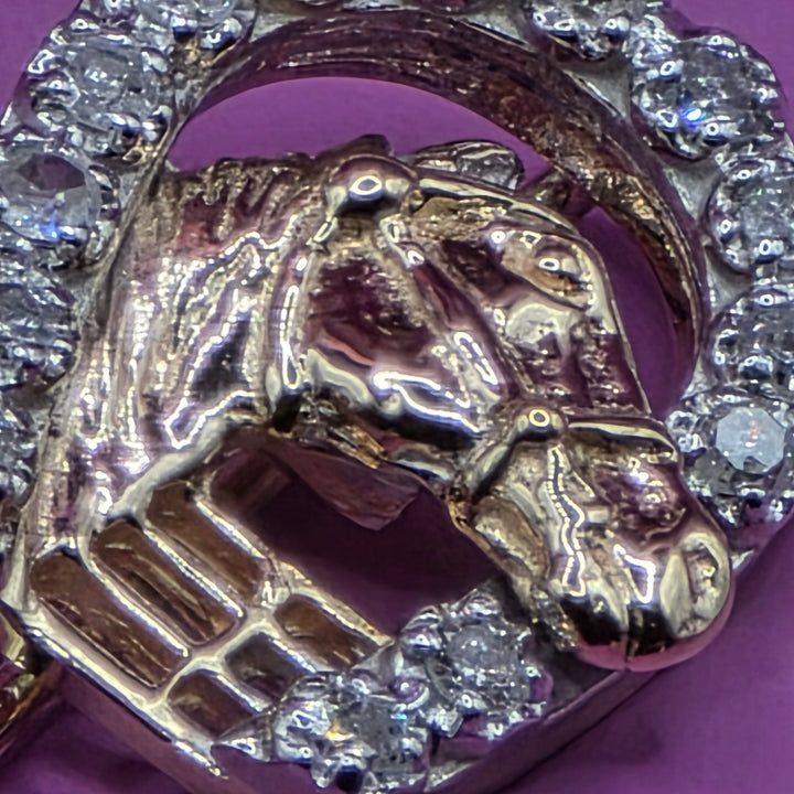 14K Gold & Diamond Equine Brooch