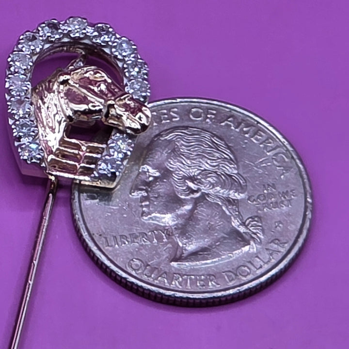 14K Gold & Diamond Equine Brooch