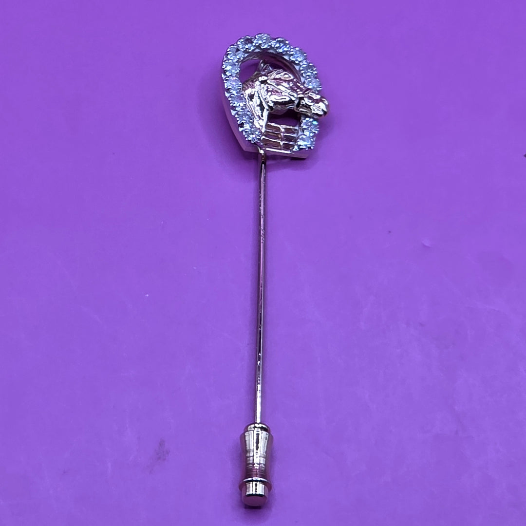 14K Gold & Diamond Equine Brooch