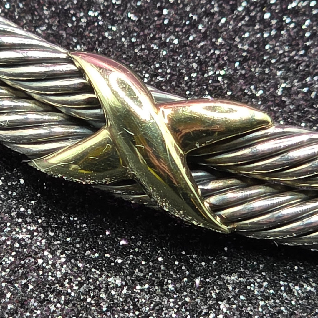 Authentic David Yurman Sterling Silver & 14K Gold Cable Collar