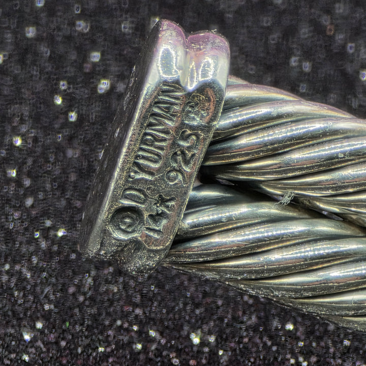 Authentic David Yurman Sterling Silver & 14K Gold Cable Collar