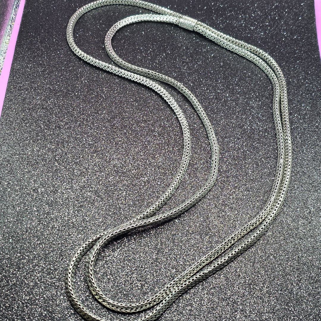 Authentic John Hardy Sterling Silver Double Wheat Link Necklace