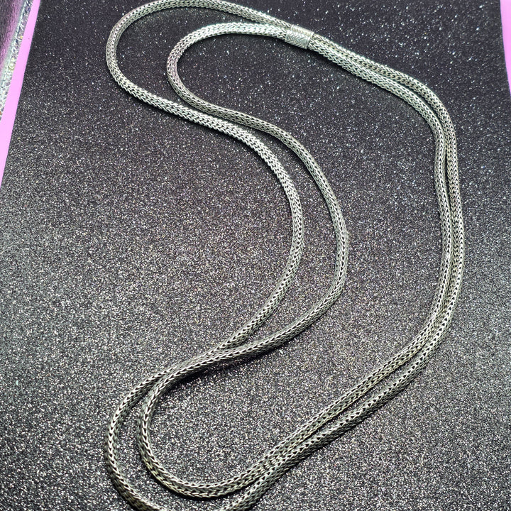 Authentic John Hardy Sterling Silver Double Wheat Link Necklace