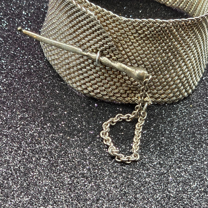 Sterling Silver Wide Ribbon Strap Bracelet