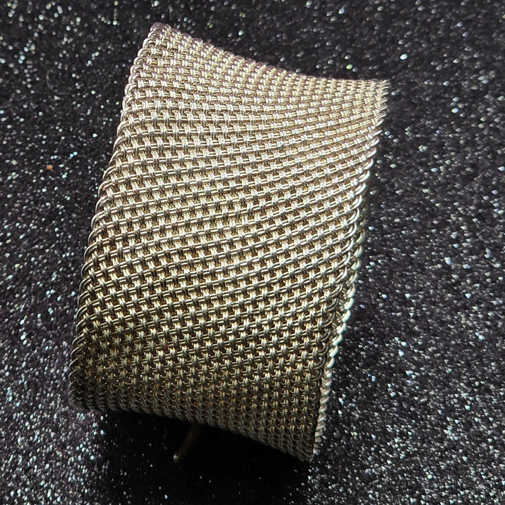 Sterling Silver Wide Ribbon Strap Bracelet
