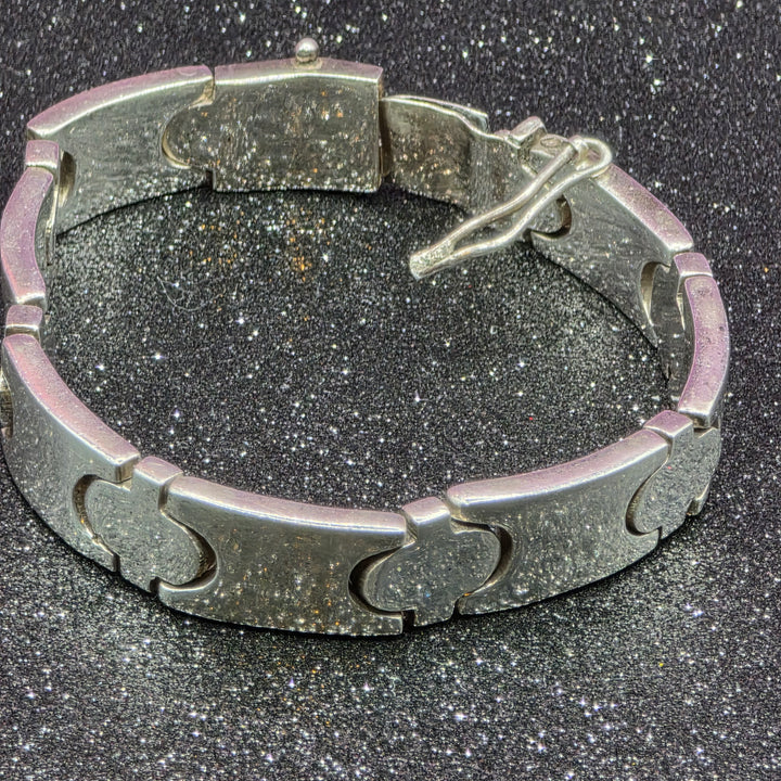 Bold Taxco Sterling Silver Snake Scale Bracelet