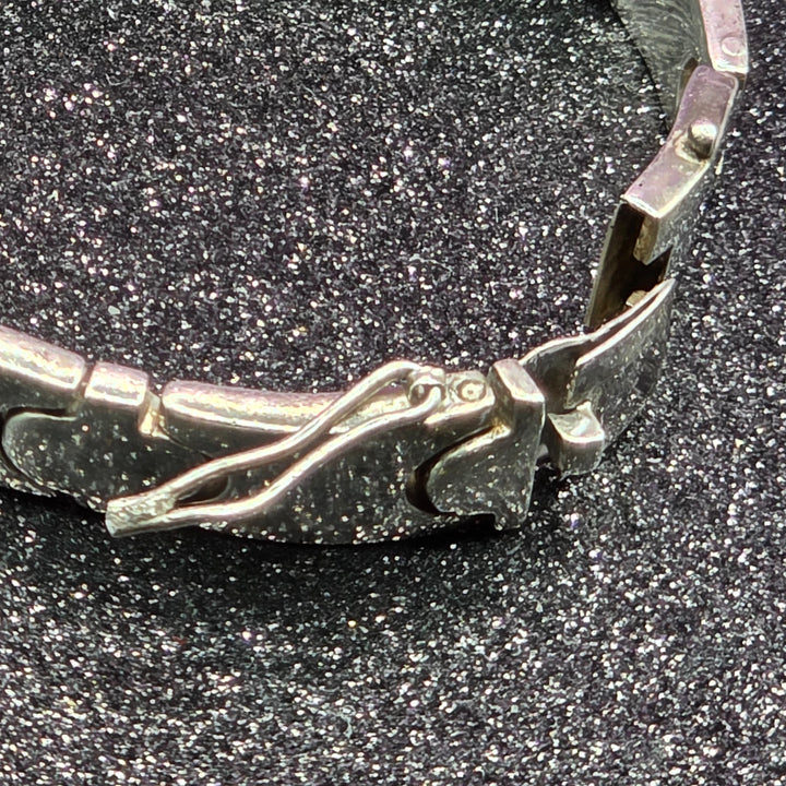 Bold Taxco Sterling Silver Snake Scale Bracelet