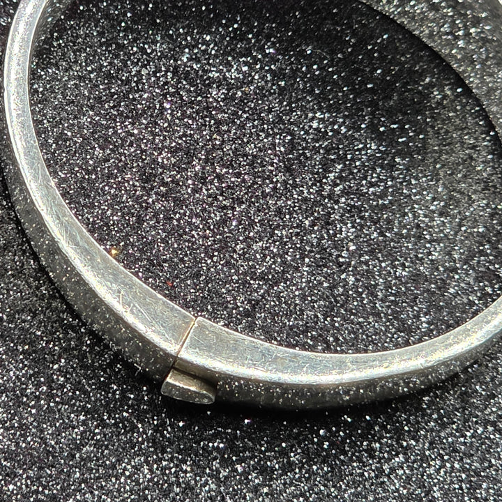 Sterling Silver & Inlaid Multi-Stone Geometric Bangle Bracelet