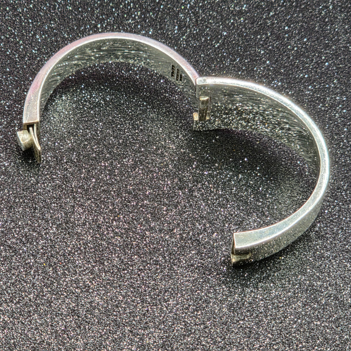 Sterling Silver & Inlaid Multi-Stone Geometric Bangle Bracelet