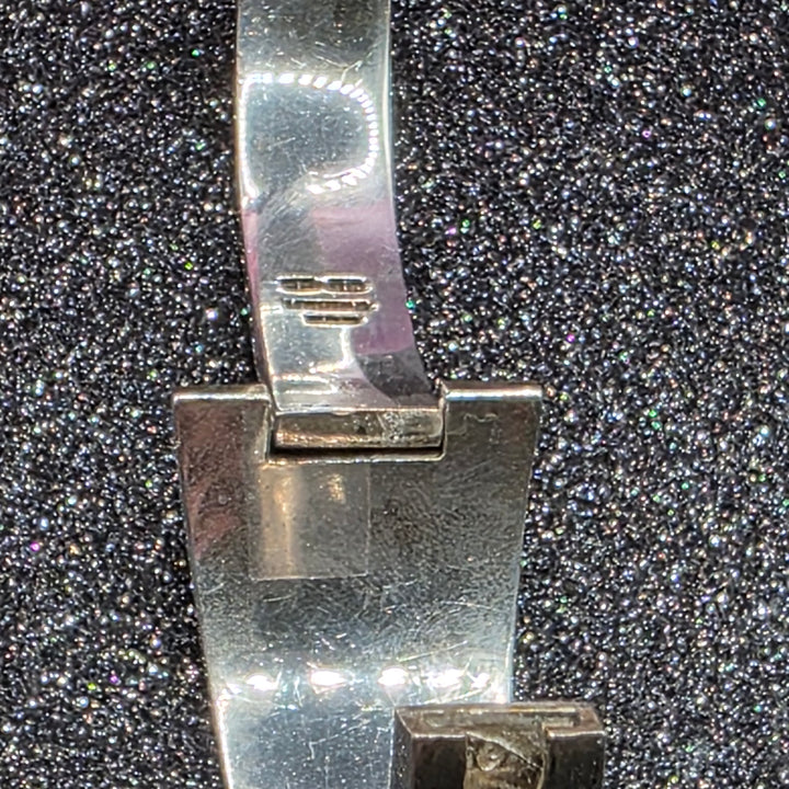 Sterling Silver & Inlaid Multi-Stone Geometric Bangle Bracelet