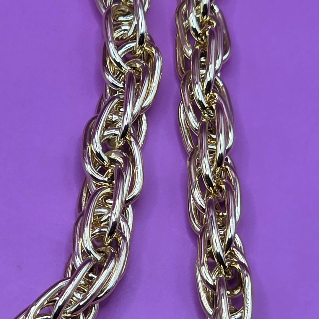 14K Gold Long Link Rope Bracelet & Necklace Set