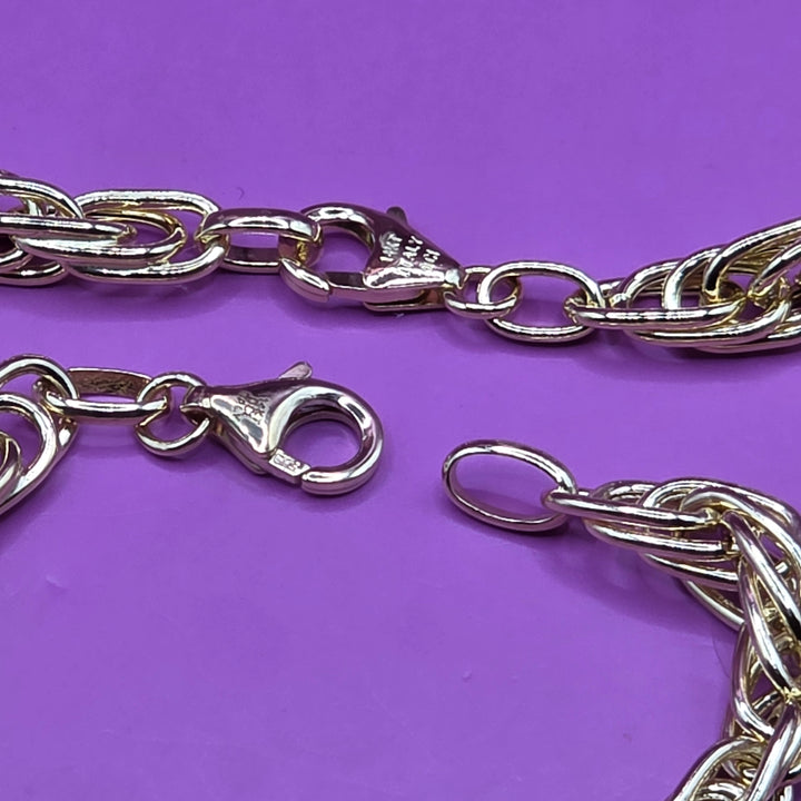 14K Gold Long Link Rope Bracelet & Necklace Set