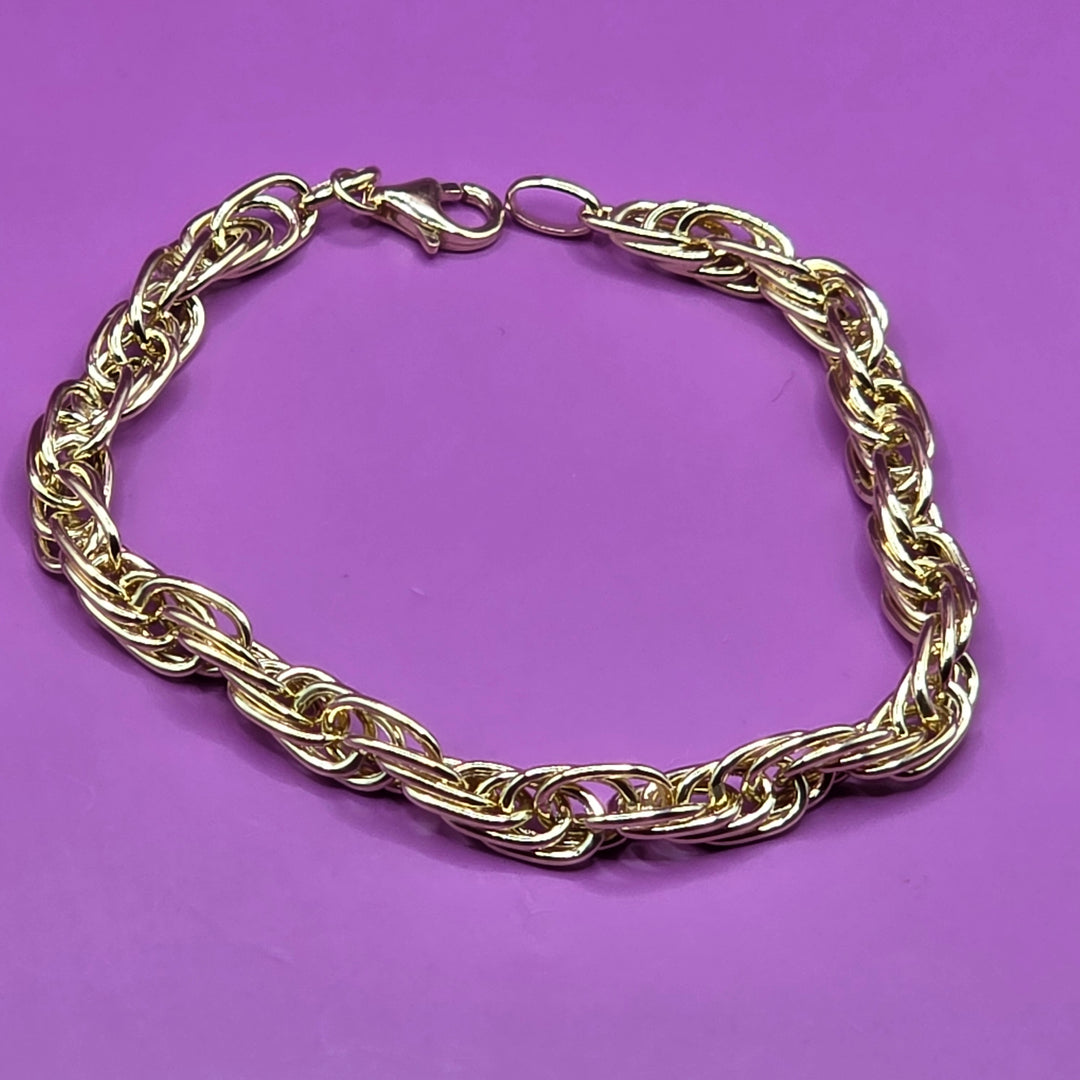 14K Gold Long Link Rope Bracelet & Necklace Set