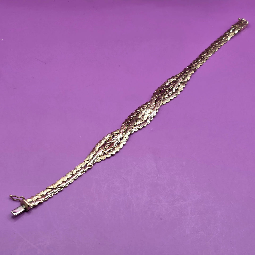 14K Gold Multi-Strand Heart Scale Bracelet