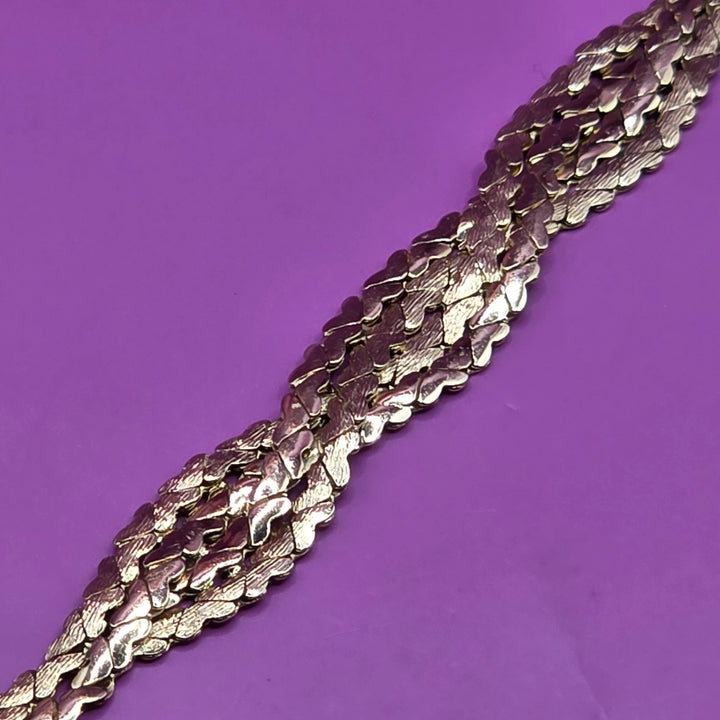 14K Gold Multi-Strand Heart Scale Bracelet