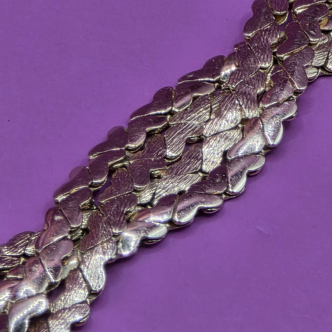 14K Gold Multi-Strand Heart Scale Bracelet