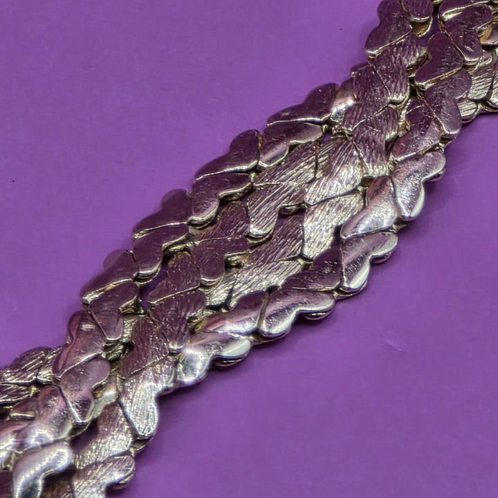 14K Gold Multi-Strand Heart Scale Bracelet