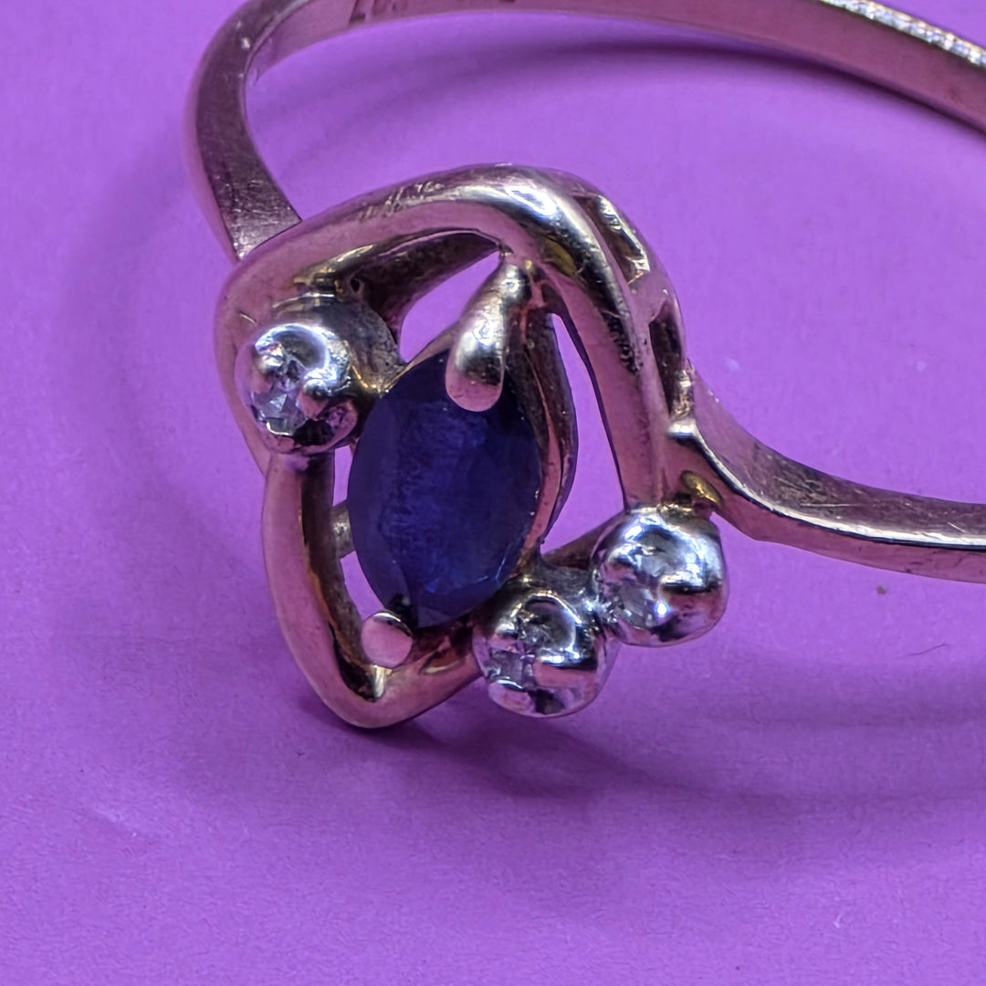 14k Gold, Lustrine & Diamond Elegant Ring