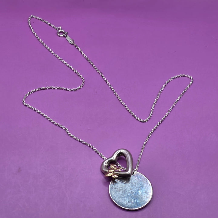 Tiffany & Co Heart & Round Tag Sterling Silver Necklace