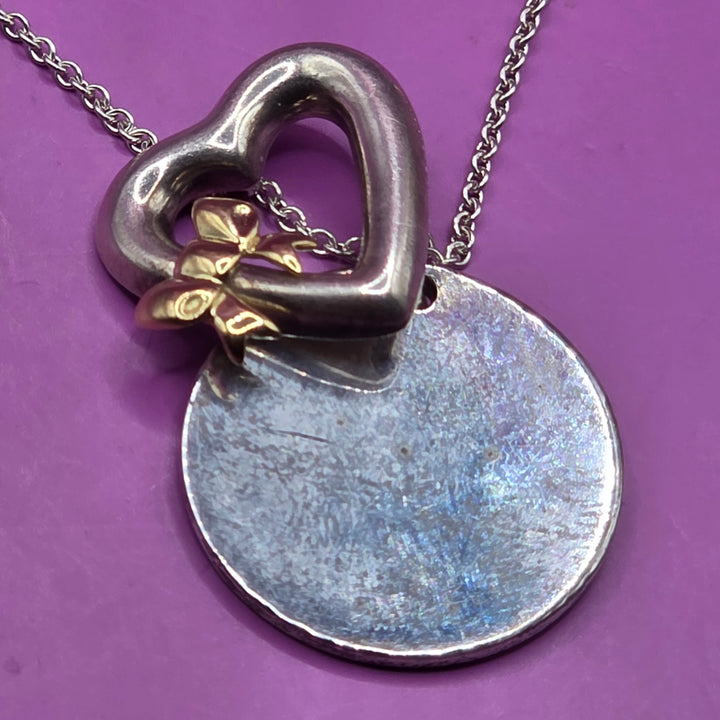 Tiffany & Co Heart & Round Tag Sterling Silver Necklace
