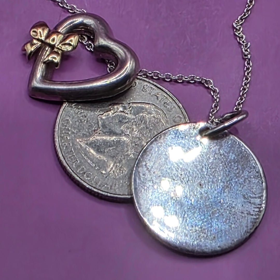 Tiffany & Co Heart & Round Tag Sterling Silver Necklace