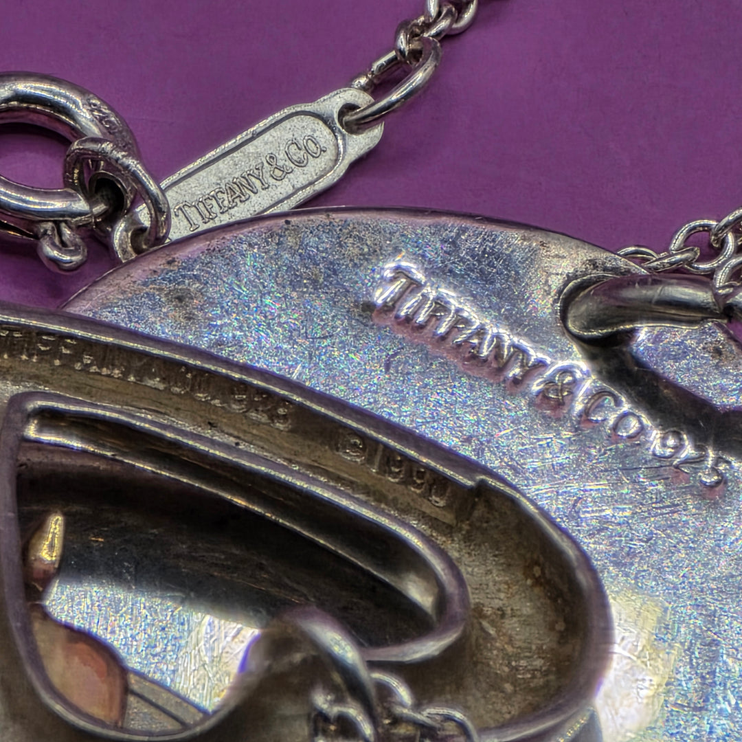Tiffany & Co Heart & Round Tag Sterling Silver Necklace