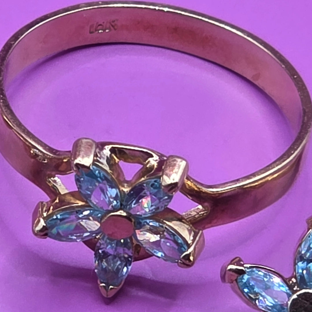 18K & 14K Gold & Colored Quartz Ring, Necklace & Earrings Set