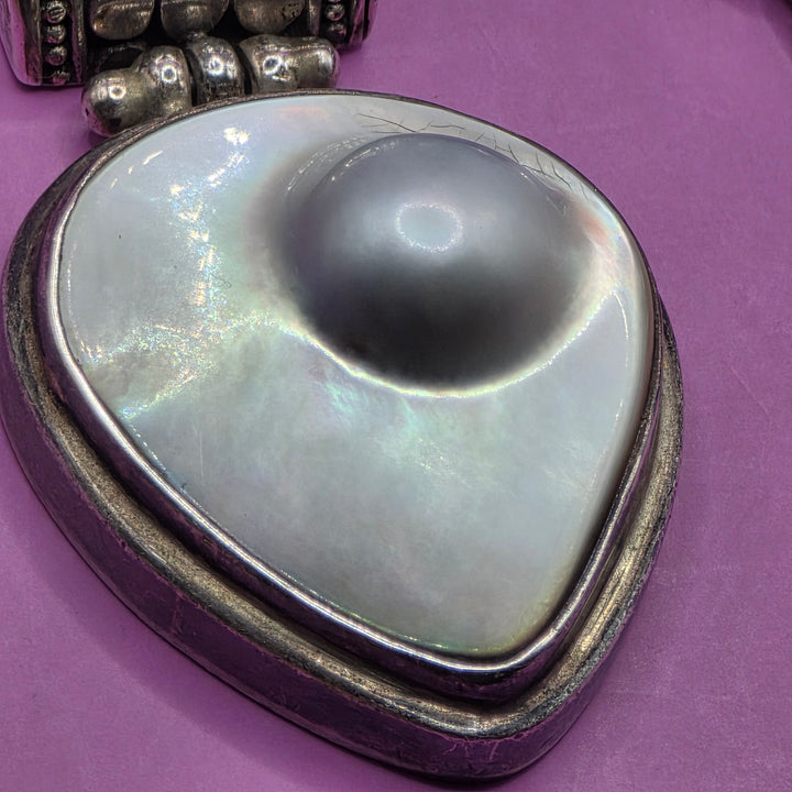 Sterling Silver & Large Artisan Blister Pearl Necklace