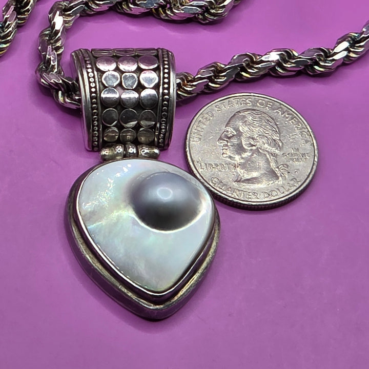 Sterling Silver & Large Artisan Blister Pearl Necklace