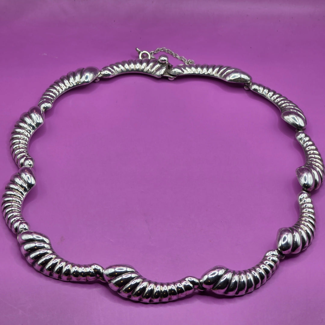 Vintage Sterling Silver Graduated Segmented Choker