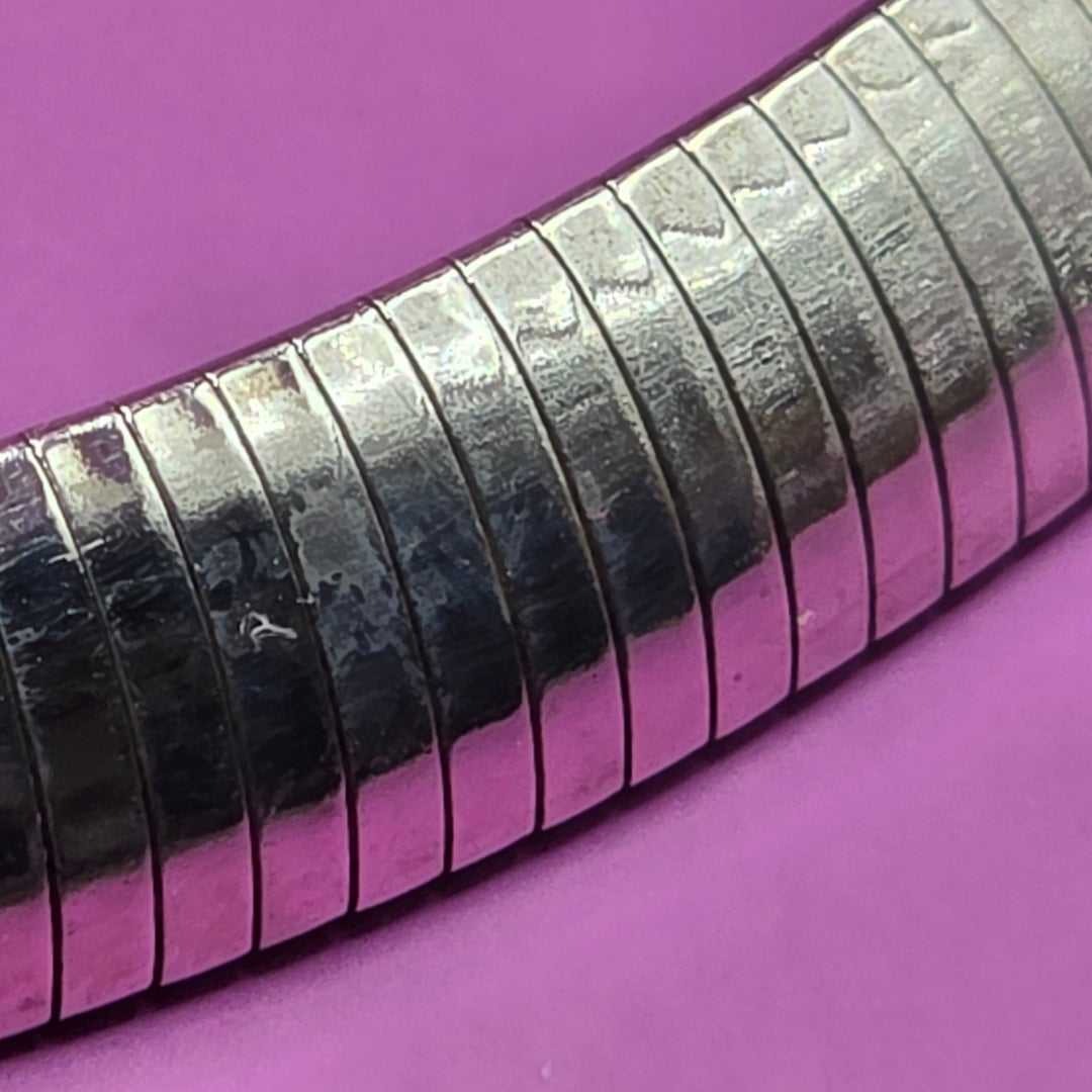 Old-School Sterling Silver Snake Scale Collar Choker