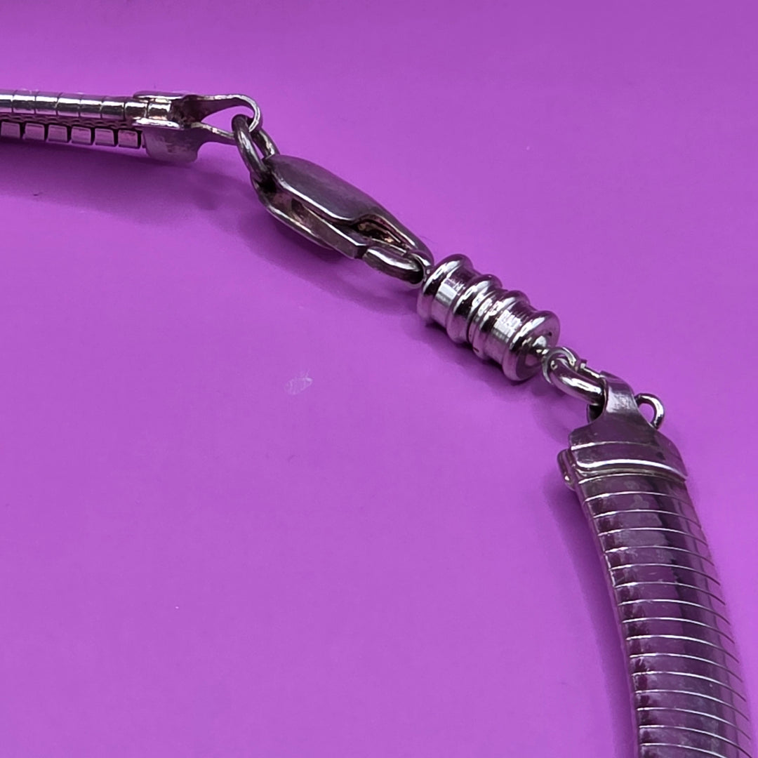 Old-School Sterling Silver Snake Scale Collar Choker