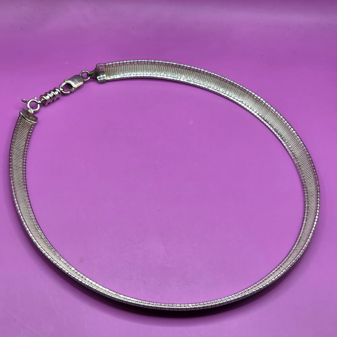 Old-School Sterling Silver Snake Scale Collar Choker