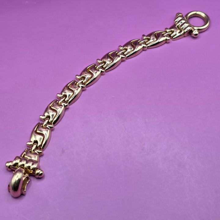 14K Gold Chunky Abstract Articulated "S" Link Bracelet