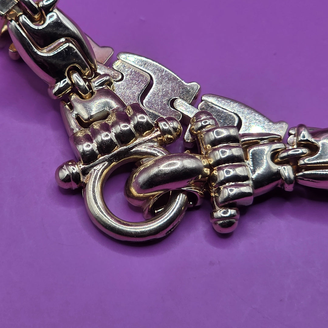 14K Gold Chunky Abstract Articulated "S" Link Bracelet