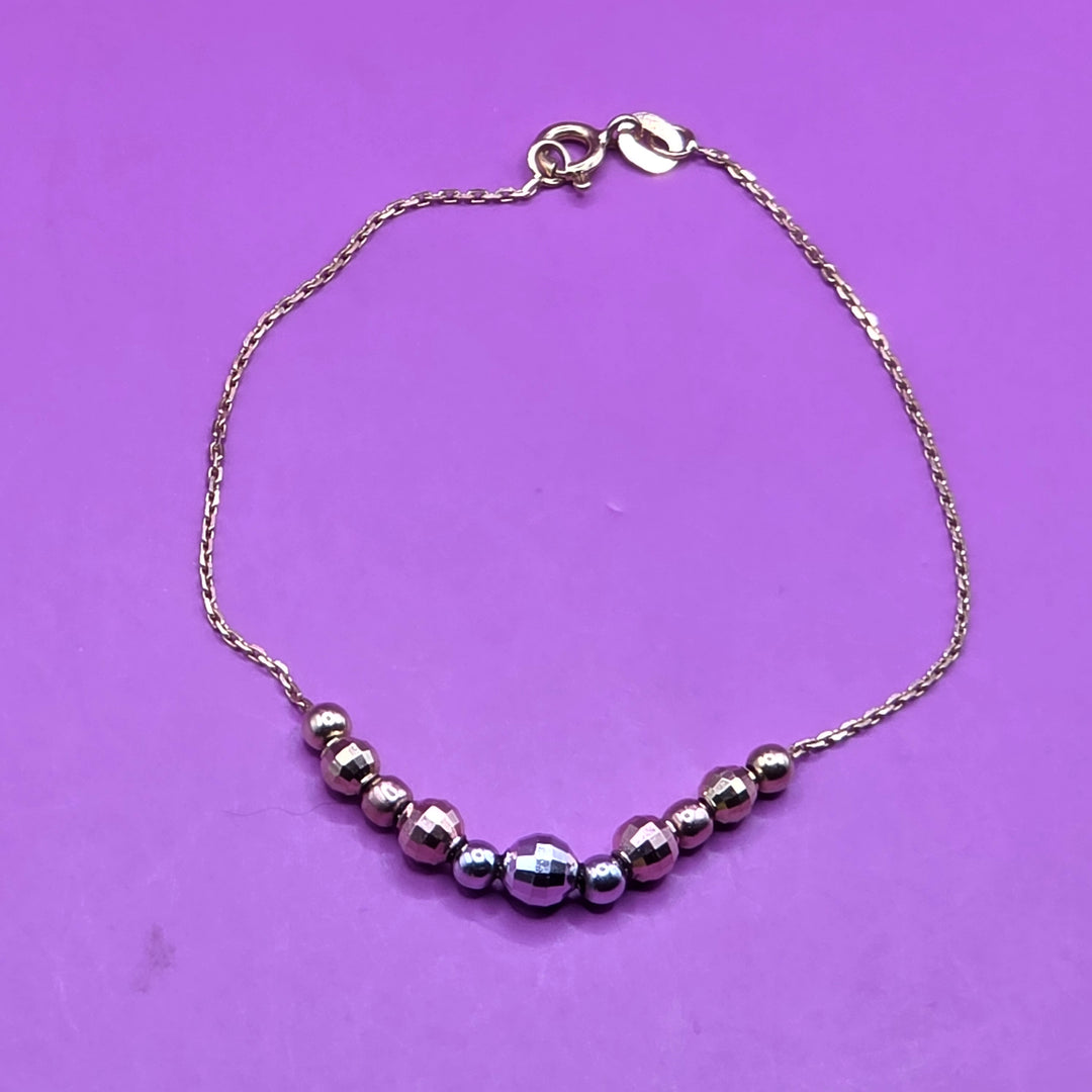 14K Tri-Color Gold Bead Station Bracelet & Necklace Set