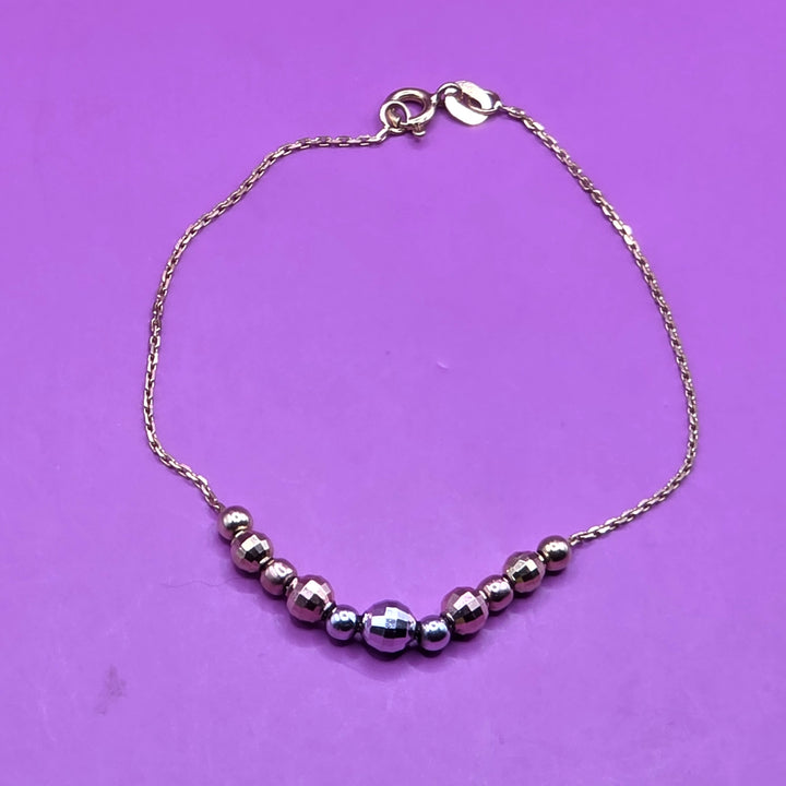 14K Tri-Color Gold Bead Station Bracelet & Necklace Set