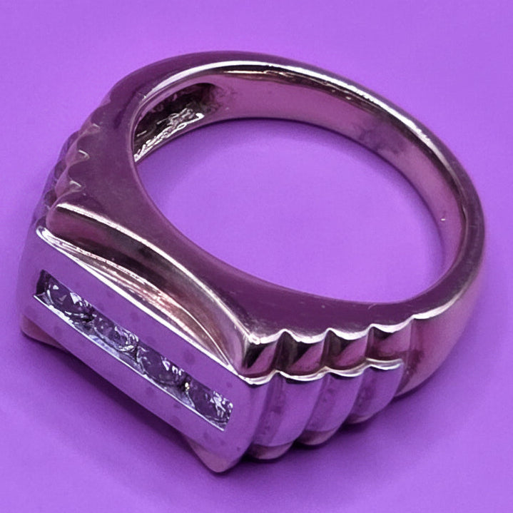 14K Gold & Pave Diamond Bold Geometric Ring